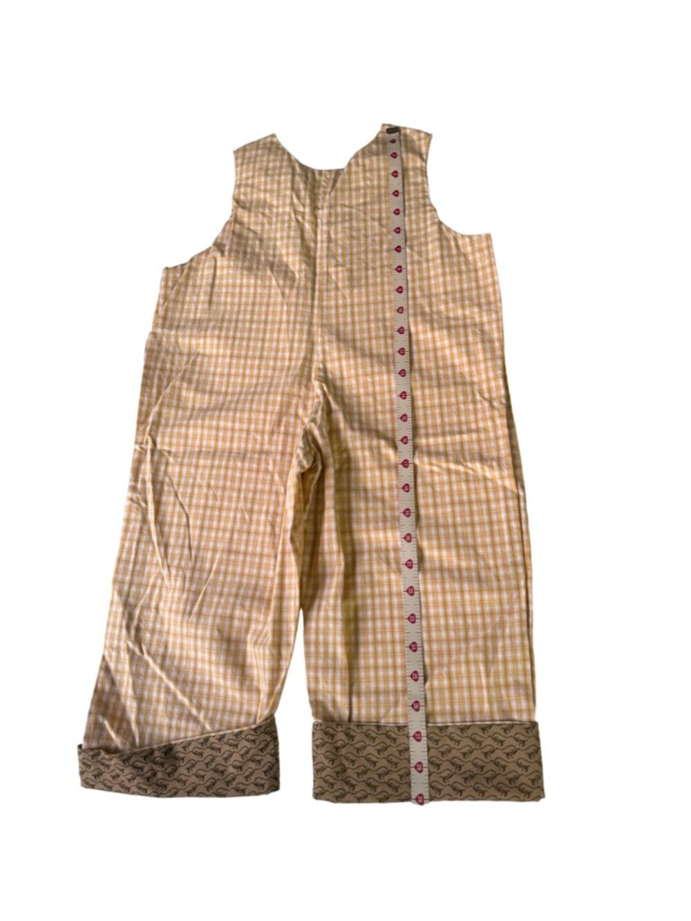 Vintage Quist Kid's Overalls Jumper Yellow Gingham Anchor Buttons Pocket 12-18mo - Picture 4 of 6